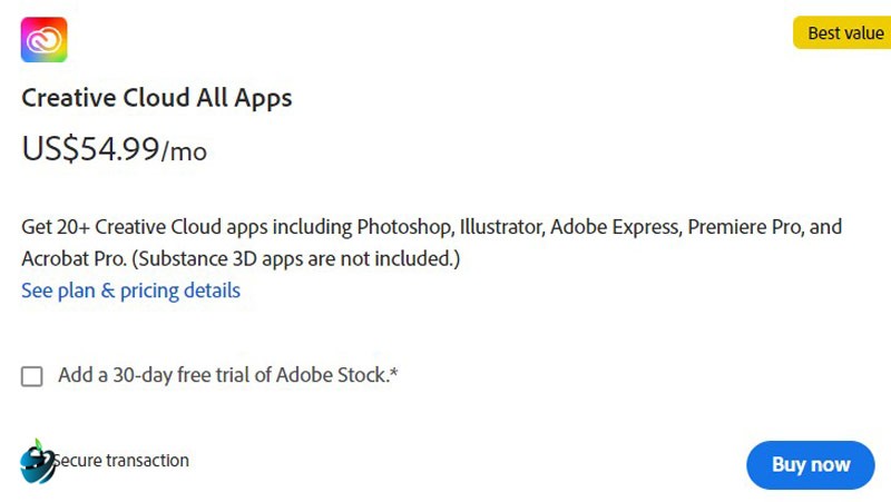 هزینه خرید اکانت Adobe Creative Cloud